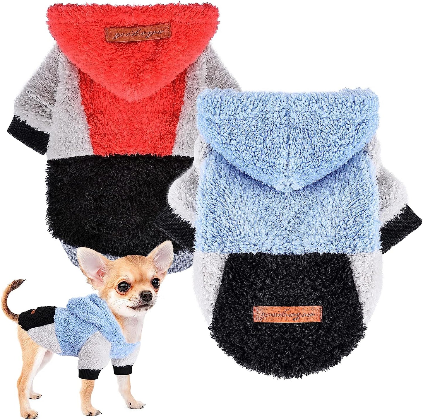 2 Pieces Valentine'S Day Dog Sweater, Chihuahua Sweater Fleece Clothes, XS Dog Clothes Winter Warm Puppy Sweaters Boys Girls Tiny Dog Outfits for Teacup Yorkie (X-Small) Animals & Pet Supplies > Pet Supplies > Dog Supplies > Dog Apparel Sebaoyu red,blue Large 