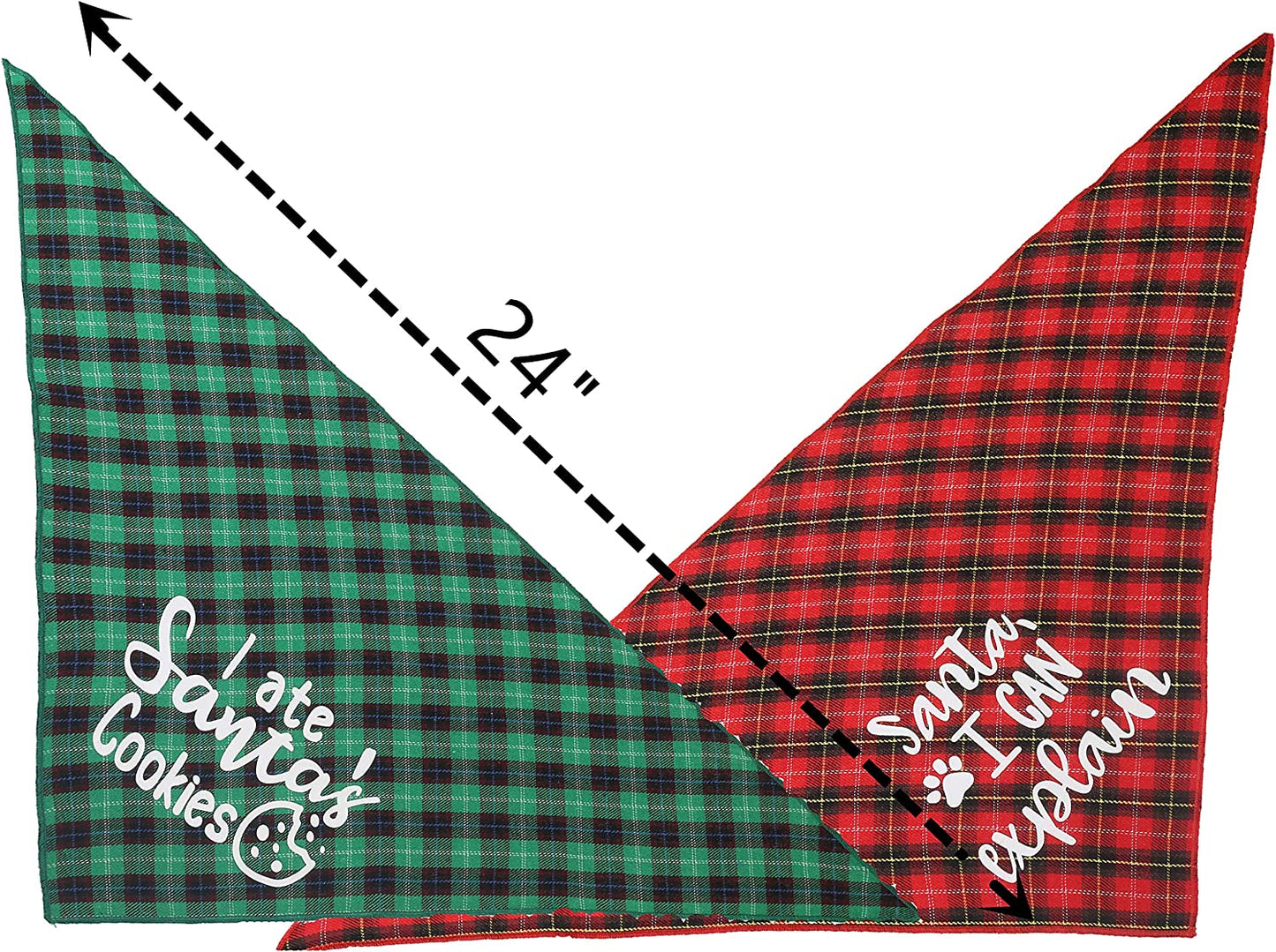 Dog Christmas Scarf, 2 Pack Plaid Pets Bandana Triangle Bibs Kerchief Set Animals & Pet Supplies > Pet Supplies > Dog Supplies > Dog Apparel JPB   