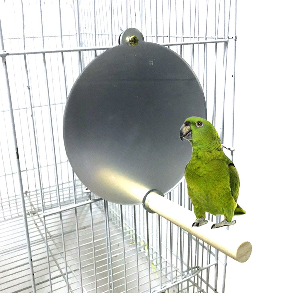 SANWOOD Pet Bird Parrot Wooden Stand Perch Hanging Mirror Cage Chew Bite-Resisntant Toy Animals & Pet Supplies > Pet Supplies > Bird Supplies > Bird Toys Sanwood   