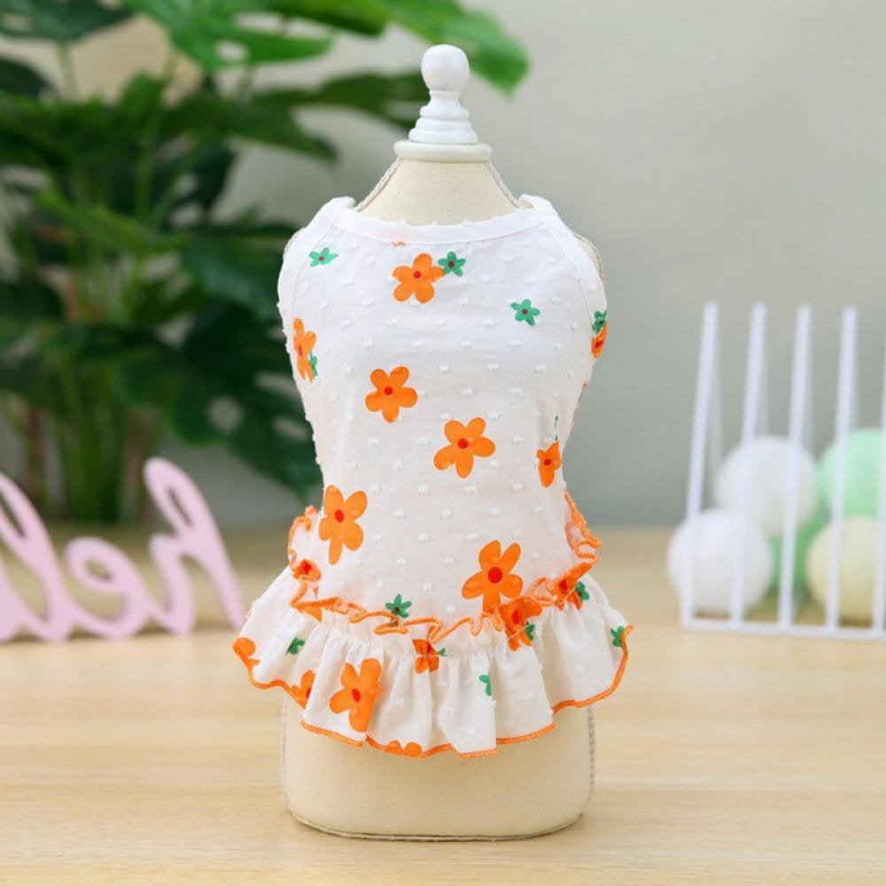 Balems Dogs Dresses Floral Pattern Eelgant Princess Dog Dress for Small Dogs Spring Summer Cat Dress Dog Apparel Animals & Pet Supplies > Pet Supplies > Cat Supplies > Cat Apparel Balems   