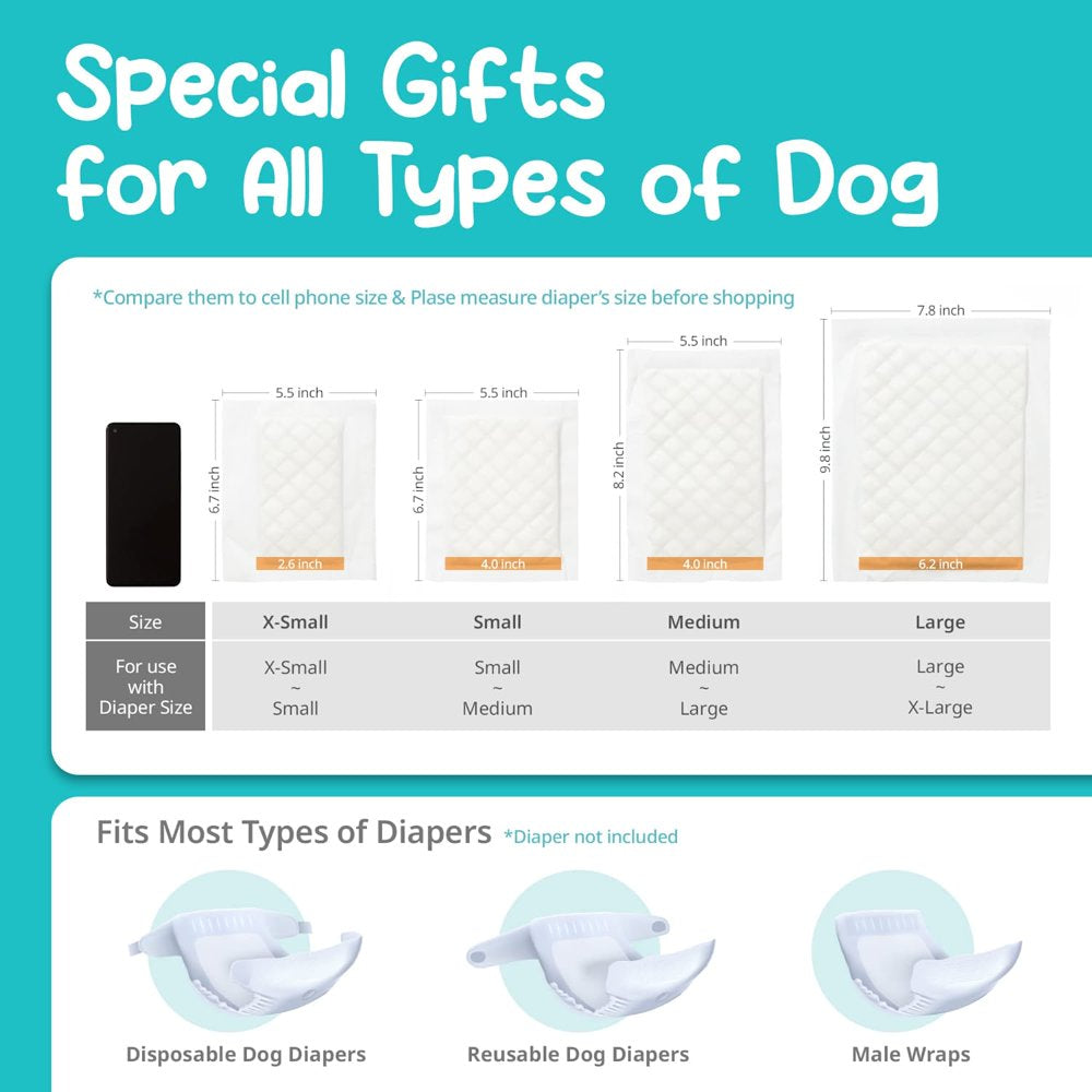 Disposable Dog Diaper Liners Booster Pads for Male & Female Dogs, 100Ct, 4 Animals & Pet Supplies > Pet Supplies > Dog Supplies > Dog Diaper Pads & Liners Home Décor   