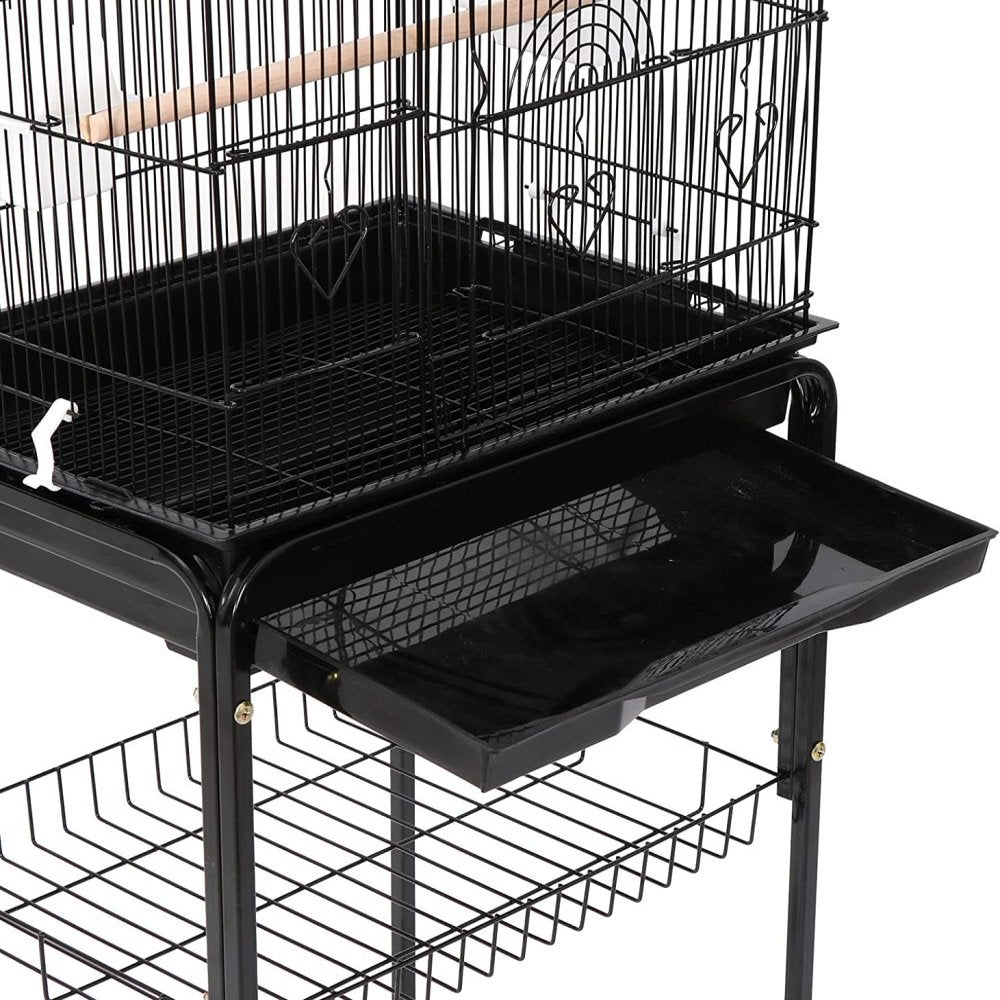 Balyfovin 602 Bird Cage with Rolling Stand Wrought Iron Pet Bird Cage Parrot Cockatiel Cockatoo Parakeet Finches Birdcage Medium Pet House Animals & Pet Supplies > Pet Supplies > Bird Supplies > Bird Cages & Stands BalyFovin   