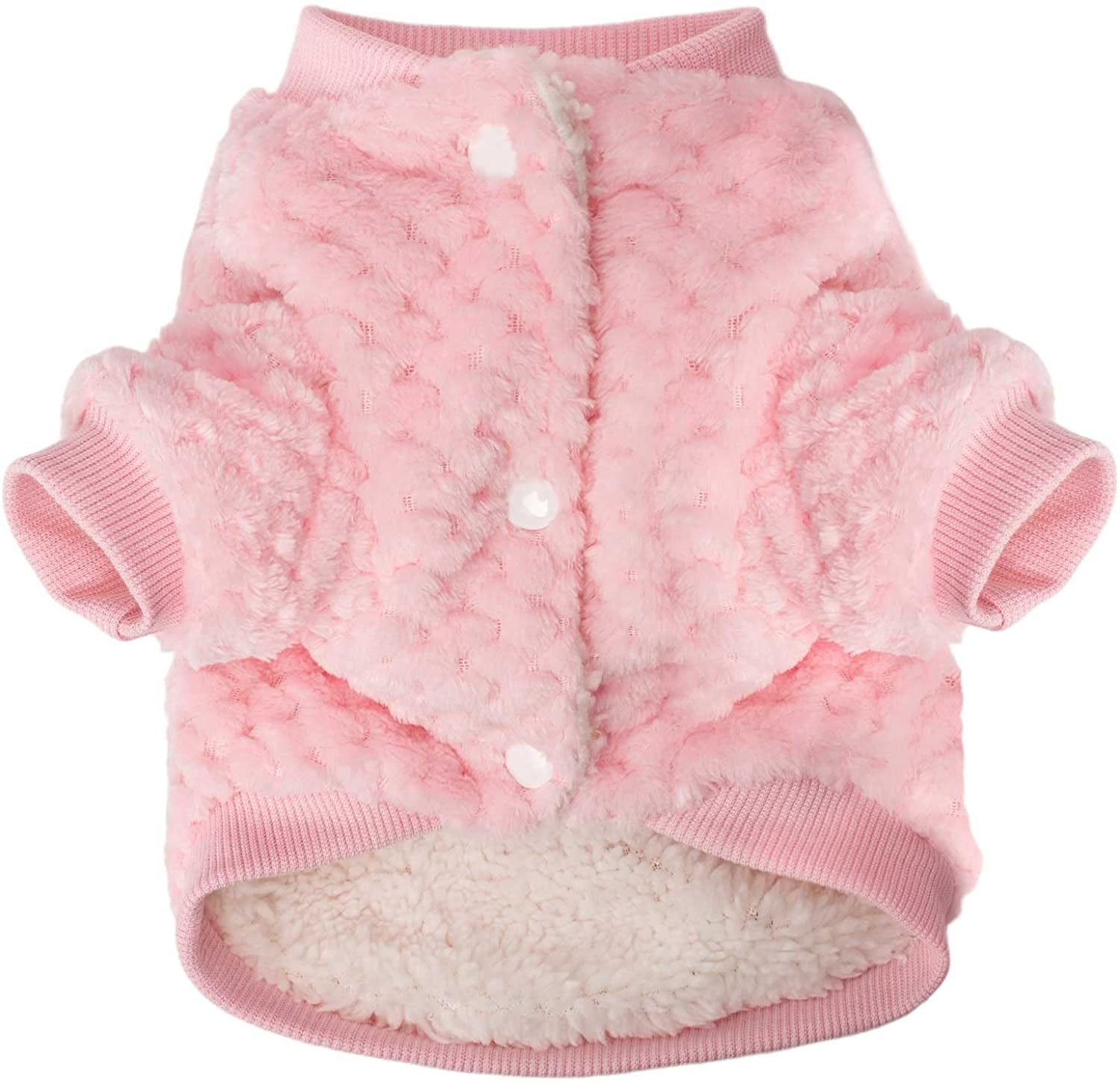 Dog Sweater, Dog Coat for Small Medium Dog or Cat, Warm Soft Flannel Pet Jacket for Puppy, Dogs Girl or Boy, Dog Cold Weather Coats Vest for Winter Christmas (Small, Pink) Animals & Pet Supplies > Pet Supplies > Dog Supplies > Dog Apparel POMIU   