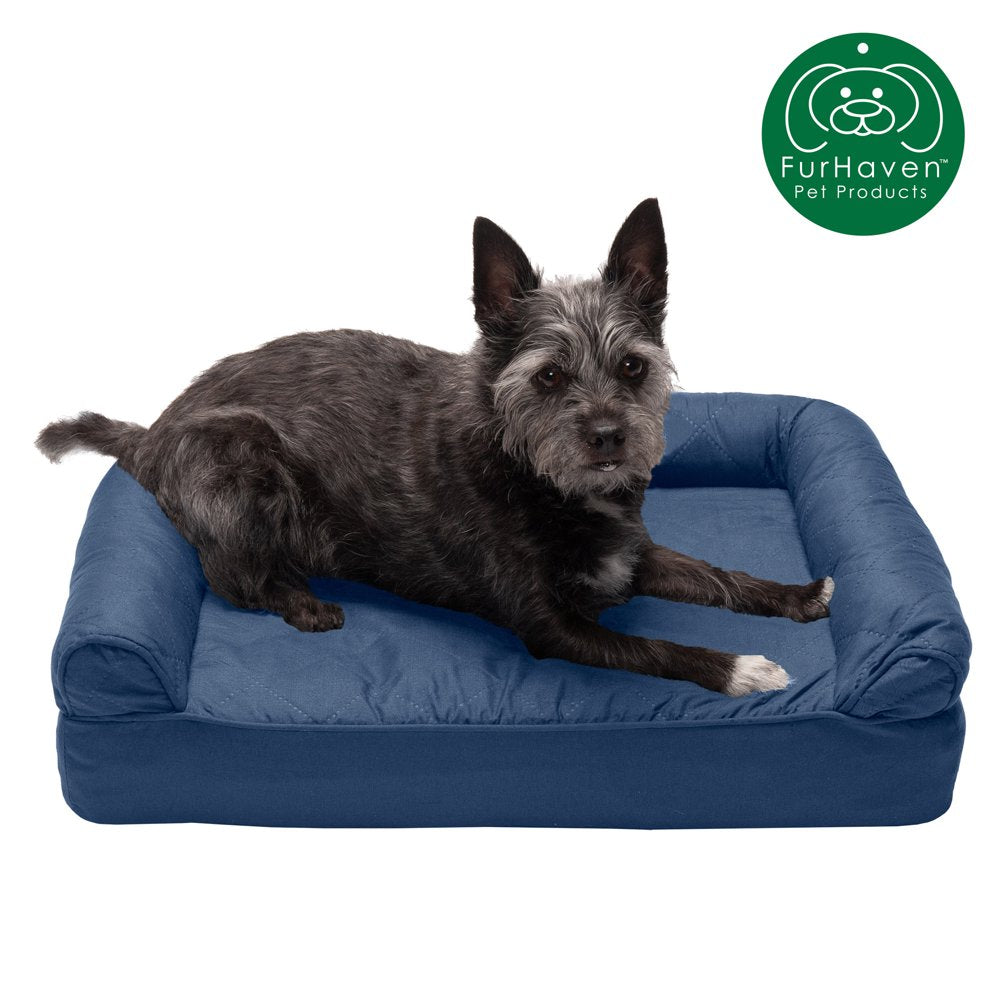 Furhaven Pet Products | Full Support Orthopedic Quilted Sofa-Style Couch Bed for Dogs & Cats, Silver Gray, Medium Animals & Pet Supplies > Pet Supplies > Cat Supplies > Cat Beds FurHaven Pet S Navy 