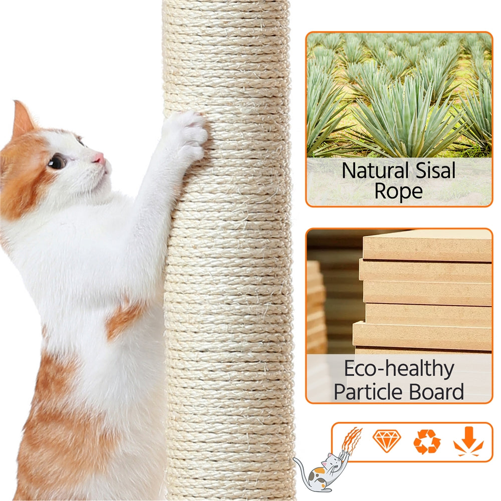 Smilemart 62.2" Double Condo Cat Tree and Scratching Post Tower, Light Gray