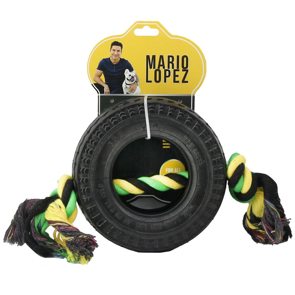 Mario Lopez Thick Tire and Rope Tug Dog Toy 6 X 14 Inches, Black Animals & Pet Supplies > Pet Supplies > Dog Supplies > Dog Toys Mario Lopez   