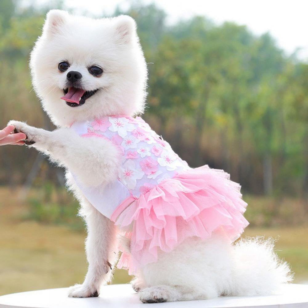 Dog Dress Summer Pet Clothes Pet Floral Gauze Princess Dress for Dogs Sweet Puppy Wedding Dresses Vest Apparel for Dogs and Cats Animals & Pet Supplies > Pet Supplies > Dog Supplies > Dog Apparel Xinhuaya   