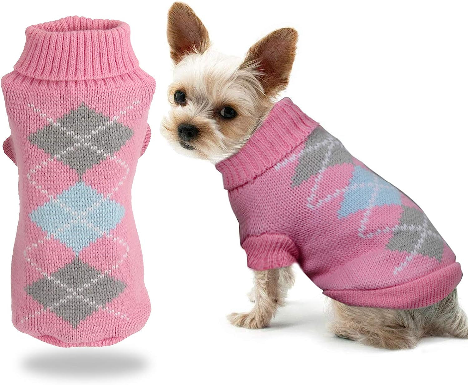 Cnarery Dog Sweater, Soft and Warm Dog Sweater, Dog Winter Coat, Cold Weather Clothes for Small Medium Dogs Cat (Large, Black) Animals & Pet Supplies > Pet Supplies > Dog Supplies > Dog Apparel Cnarery pink M(Chest 10- 12 in) 