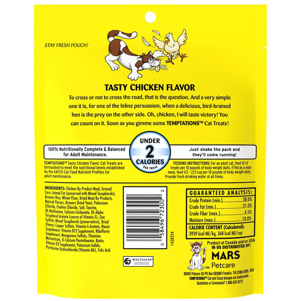 TEMPTATIONS Classic Crunchy and Soft Cat Treats Tasty Chicken Flavor, 6.3 Oz. Pouch Animals & Pet Supplies > Pet Supplies > Cat Supplies > Cat Treats Mars Petcare   