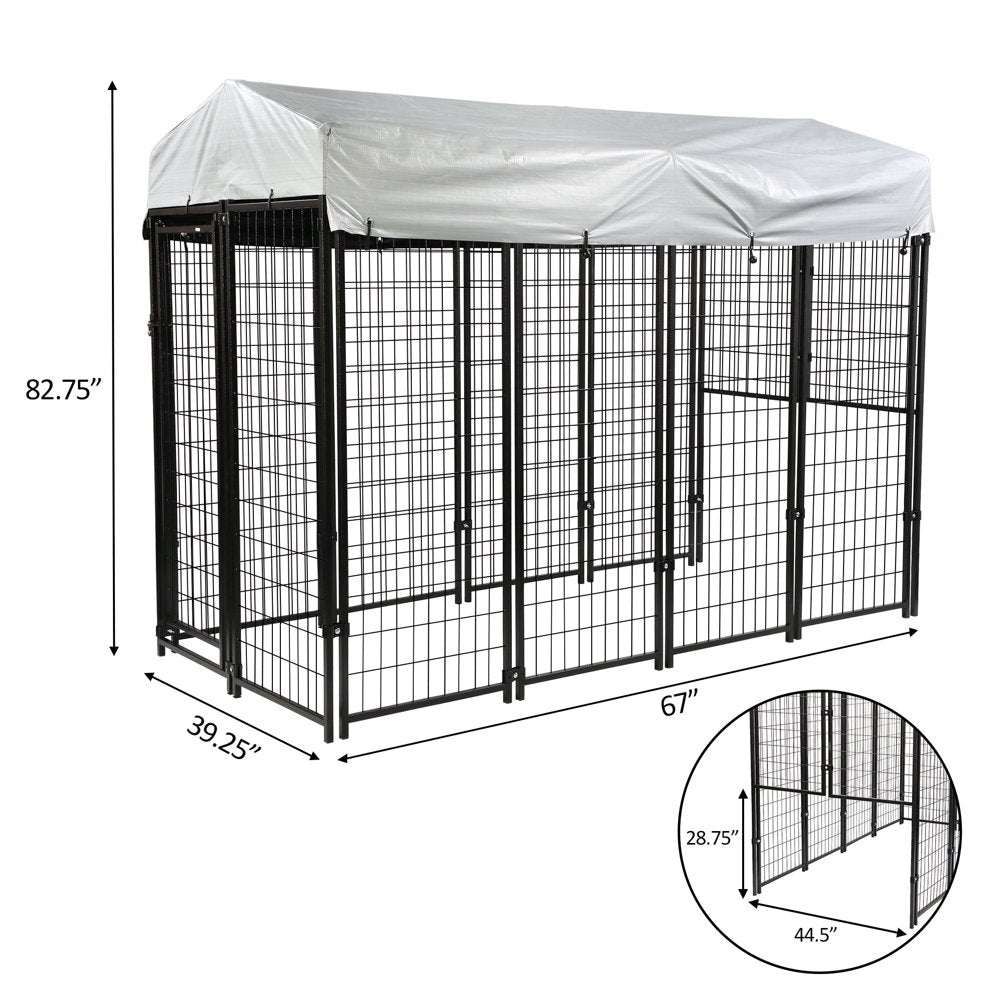 Senbabe Dog Fence for Indoor & Outdoor, Dog Kennel with Waterproof Cover Welded Wire, Black Animals & Pet Supplies > Pet Supplies > Dog Supplies > Dog Kennels & Runs Senbabe   