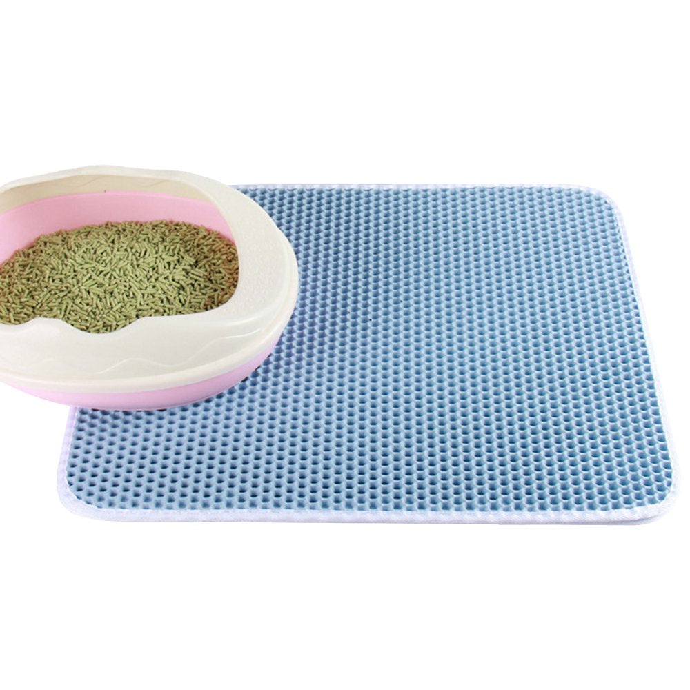 Apehuyuan Cat Litter Mat 12*12 Inches Honeycomb Double Layer Tray Box Rug Exclusive Urine Waterproof Pad Easy Clean Larger Holes Carpet(Black) Animals & Pet Supplies > Pet Supplies > Cat Supplies > Cat Litter Box Mats APEHUYUAN Blue  