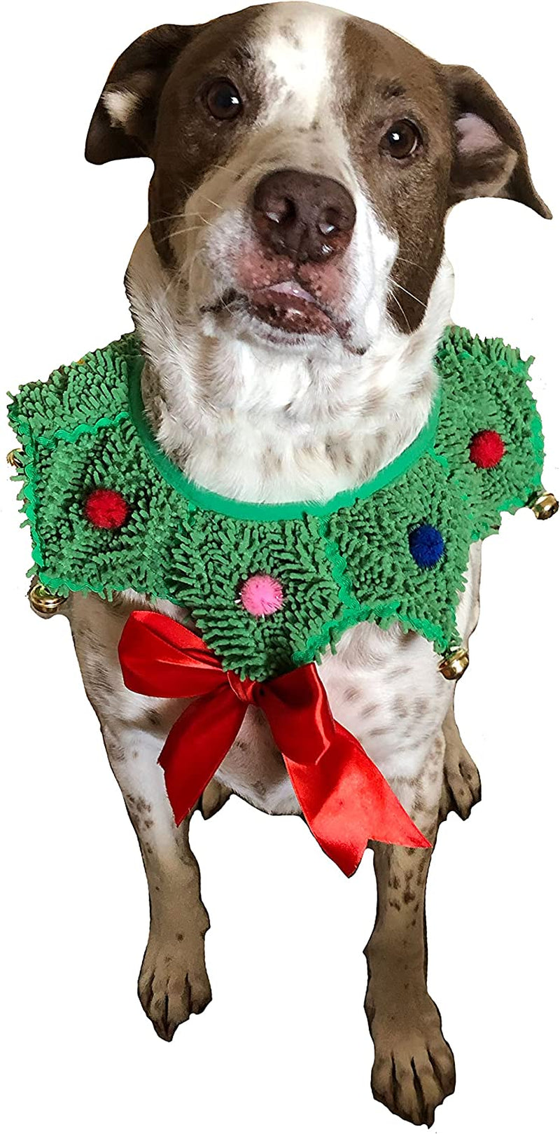Comfycamper Christmas Wreath Neck Scrunchie Dog Costume for Small Medium and Large Dogs Puppies and Cats, Medium, Green Animals & Pet Supplies > Pet Supplies > Dog Supplies > Dog Apparel ComfyCamper   
