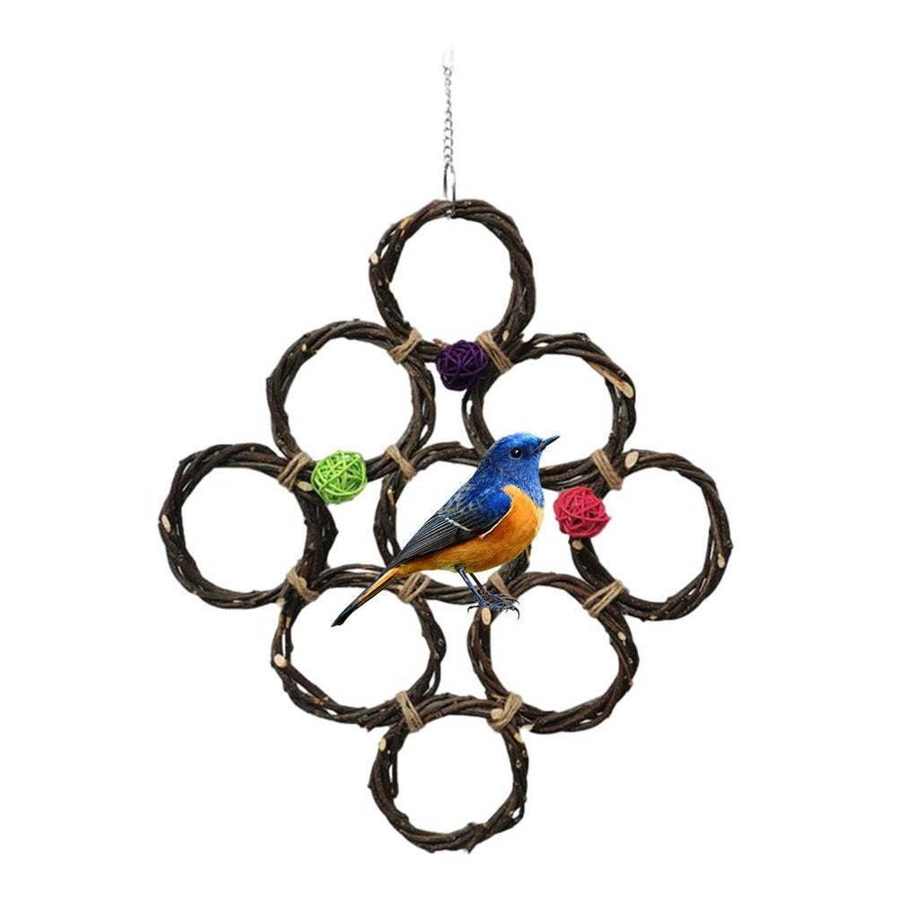 Bird Foraging Wall Bird Climbing Net Parrot Activity Parrot Hanging Standing Climbing Net Straw Braid for Cockatiel Birds Cage Accessories , with Cane Ball Animals & Pet Supplies > Pet Supplies > Bird Supplies > Bird Cage Accessories Menolana   