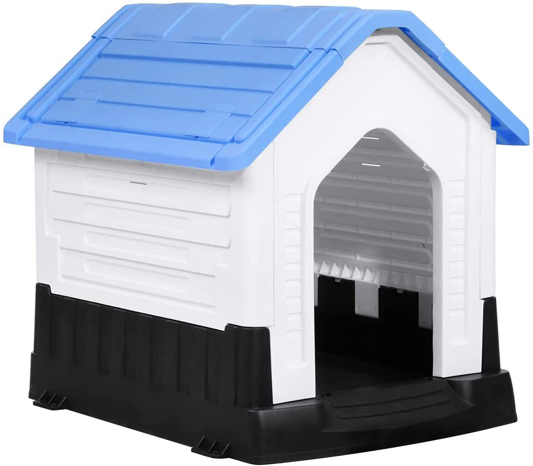 Magshion Durable Waterproof Plastic Dog Puppy House Indoor & Outdoor Pet Shelter with Elevated Floor(Blue) Animals & Pet Supplies > Pet Supplies > Dog Supplies > Dog Houses Magshion   