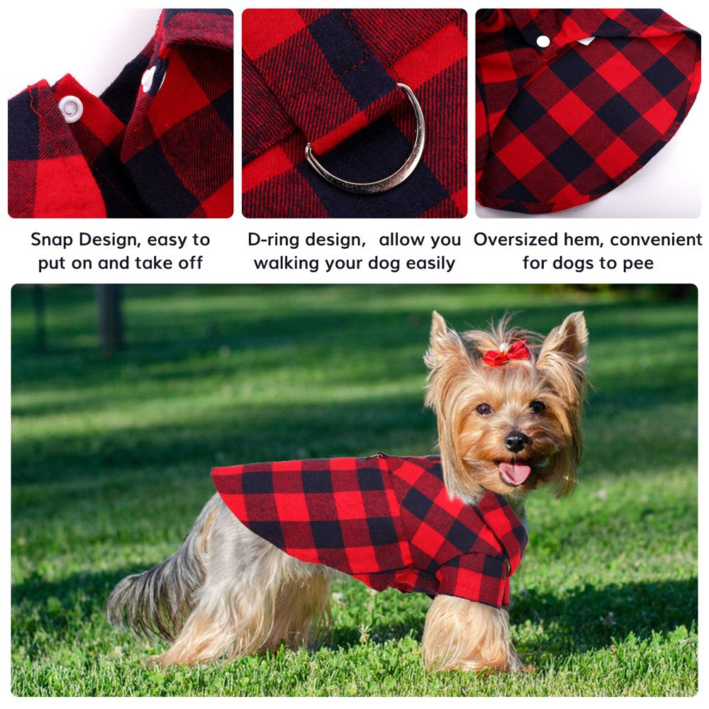 IDOMIK Dog Shirt Pet Plaid Shirts Breathable Pet Puppy T-Shirt Outfit Dog Clothes for Small Medium Dogs Cats Dog Pajamas Spring Summer Adorable Pet Clothes Animals & Pet Supplies > Pet Supplies > Dog Supplies > Dog Apparel IDOMIK   