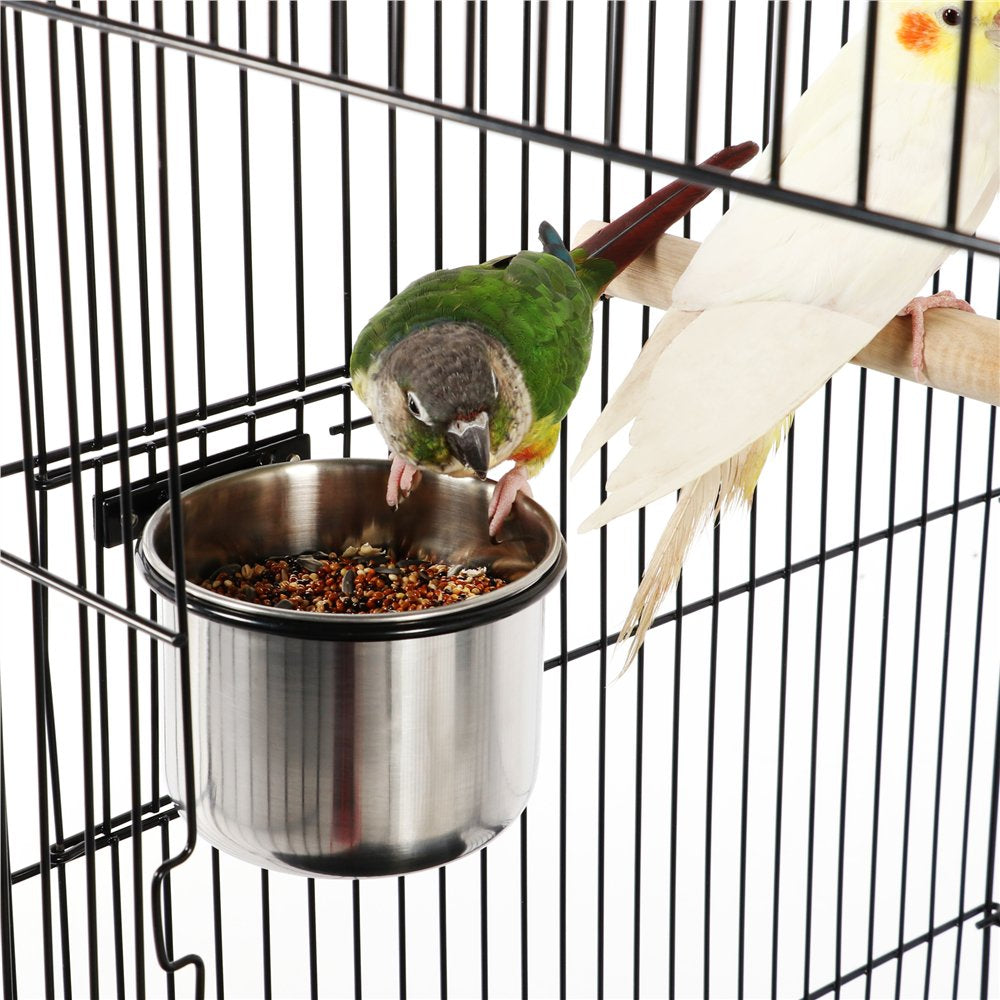 Topeakmart 59'' H Open Top Metal Bird Cage Rolling Parrot Cage with Stand for Small Birds Parakeet Lovebirds Cockatiel Canary Black Animals & Pet Supplies > Pet Supplies > Bird Supplies > Bird Cages & Stands Topeakmart   