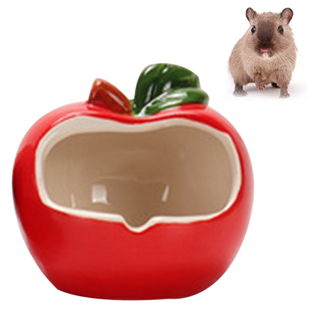 Ceramic Hamster Bed Houses Cartoon Shape Small Pet Animals Habitat Cage House Summer Cool Hamster Hideout Nest Animals & Pet Supplies > Pet Supplies > Small Animal Supplies > Small Animal Habitats & Cages Ranludas Apple shape  