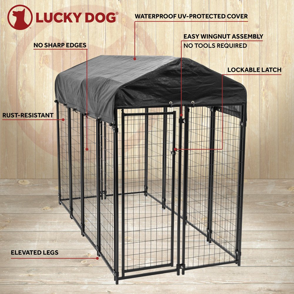 Lucky Dog Uptown Welded Wire Dog Kennel W/ Cover, 6'H X 4'W X 8'L Animals & Pet Supplies > Pet Supplies > Dog Supplies > Dog Kennels & Runs Jewett Cameron Company   