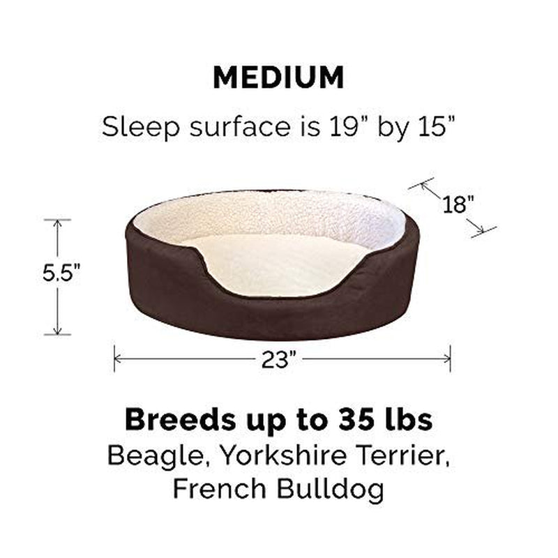 Furhaven | Orthopedic Faux Sheepskin & Suede Oval Pet Bed for Dogs & Cats, Espresso, Medium Animals & Pet Supplies > Pet Supplies > Cat Supplies > Cat Beds FurHaven Pet   