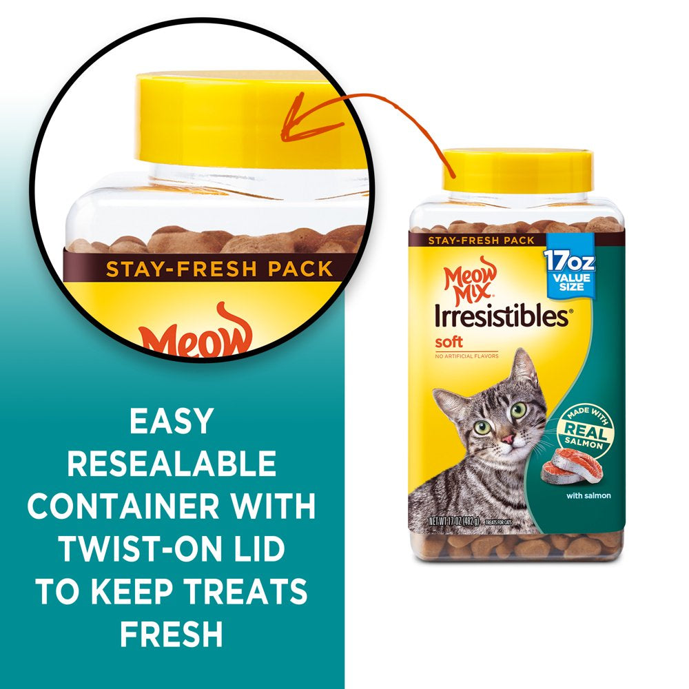 Meow Mix Irresistibles Cat Treats - Soft with Salmon, 17-Ounce Canister Animals & Pet Supplies > Pet Supplies > Cat Supplies > Cat Treats The J.M. Smucker Company   