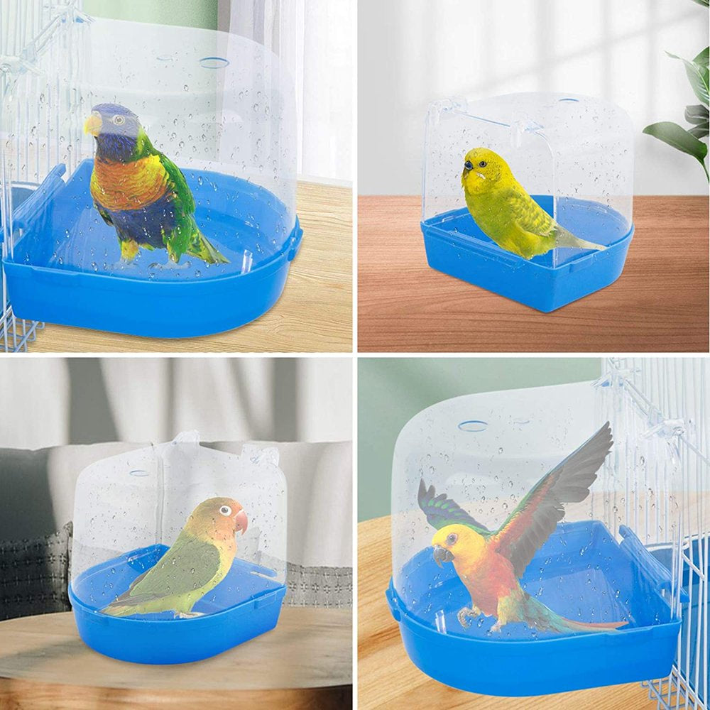 Bird Bath Box ,Bird Cage Accessory Supplies Bathing Parakeet Caged ,Bird Bathing Tub with Water Injector ,For Pet Small Birds Canary Budgies Parrot Parakeet Finch (Blue) Animals & Pet Supplies > Pet Supplies > Bird Supplies > Bird Cage Accessories JosLiki   