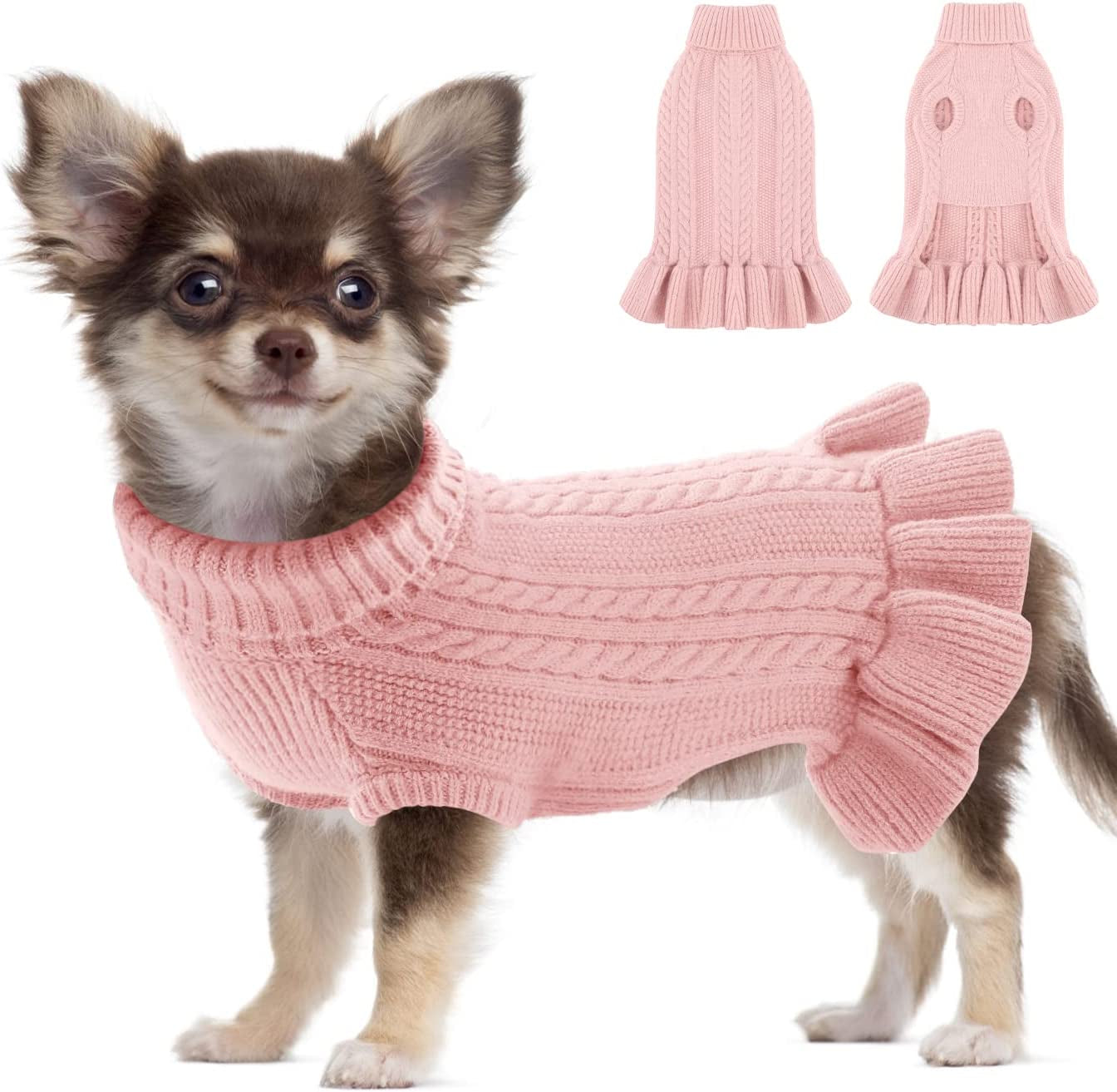 ALAGIRLS Winter Small Dog Christmas Sweater Cat Clothes,Cute Puppies Girls Turtleneck Pullover Dress,Teacup Dog Chiwawa Thick Pet Apparel,Hazeblue S Animals & Pet Supplies > Pet Supplies > Dog Supplies > Dog Apparel ALA Pink XX-Large 