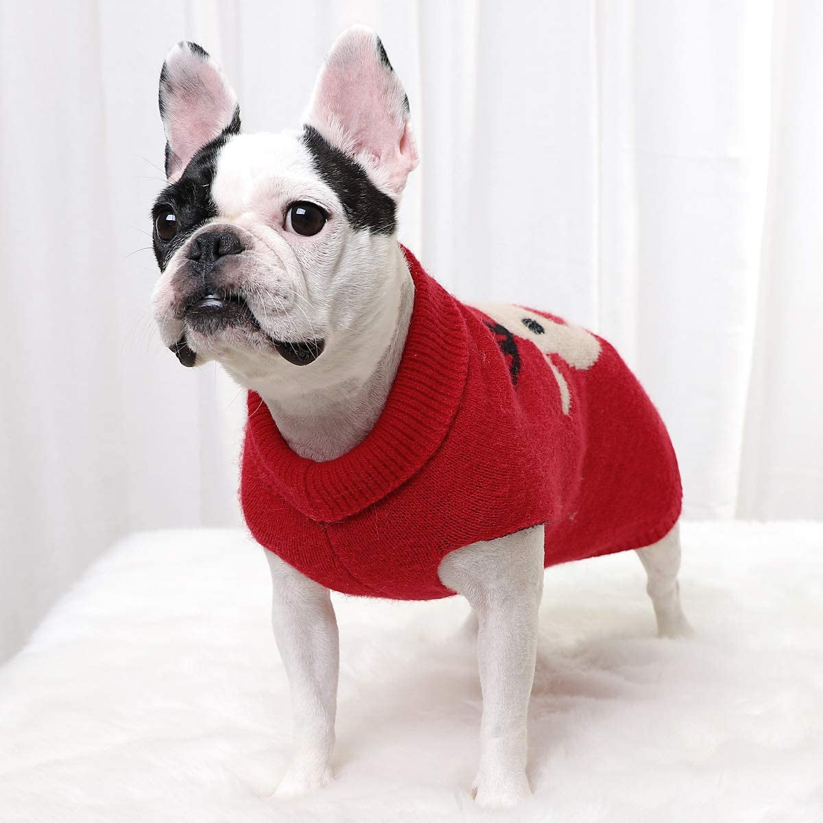 Dog Sweaters Pet Christmas Knitted Sweater Cartoon Reindeer Knitwear Pet Winter Warm Clothes for Dogs Puppy Kitten Cats Red L Animals & Pet Supplies > Pet Supplies > Dog Supplies > Dog Apparel Wallfire   