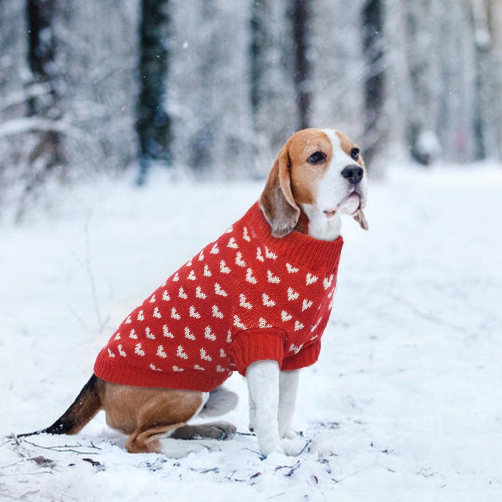 ROZKITCH Dog Serater Love Pattern, Puppy Festival Winter Clothes, Pet Apparel Red Love Heart Knitwear Pullover Sweatshirts for Small and Medium Dogs Cats Animals & Pet Supplies > Pet Supplies > Dog Supplies > Dog Apparel ROZKITCH   
