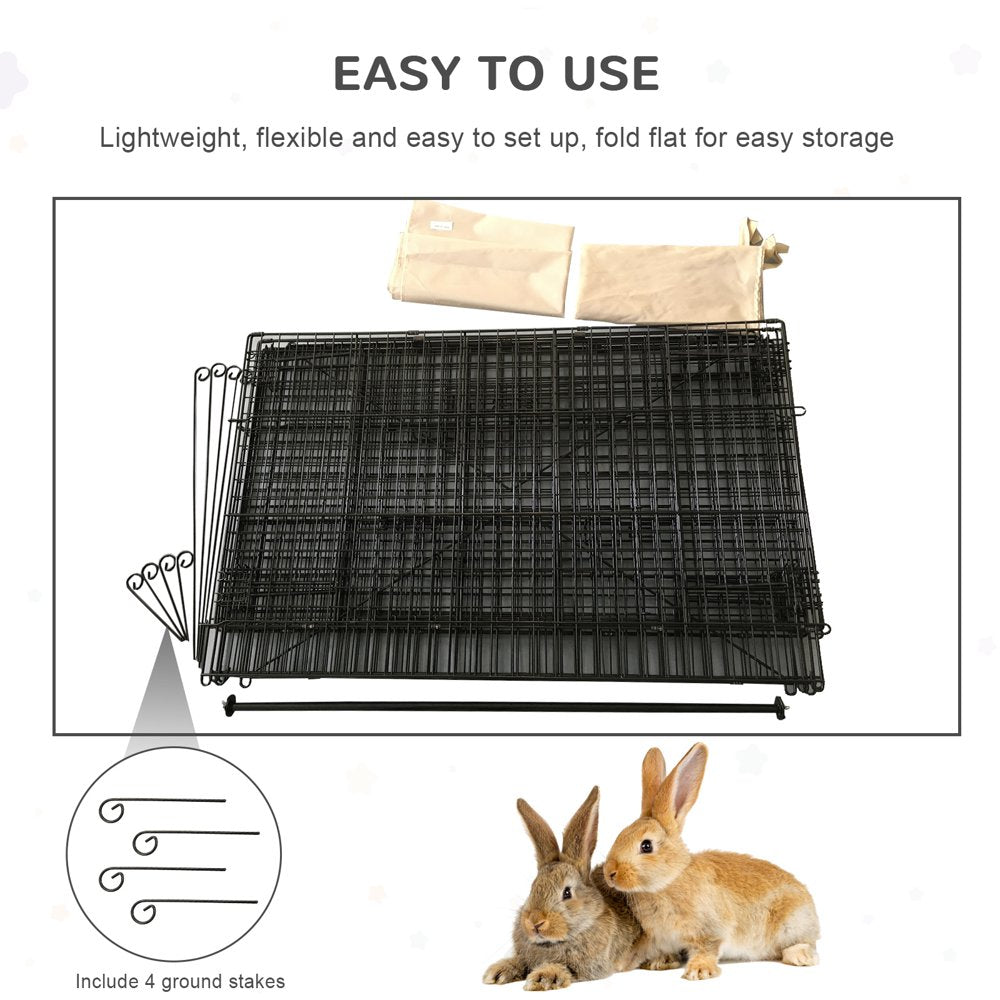 Pawhut Metal Pet Enclosure Small Animal Playpen Run, Black & White, 87" X 41" Animals & Pet Supplies > Pet Supplies > Dog Supplies > Dog Kennels & Runs Pawhut   