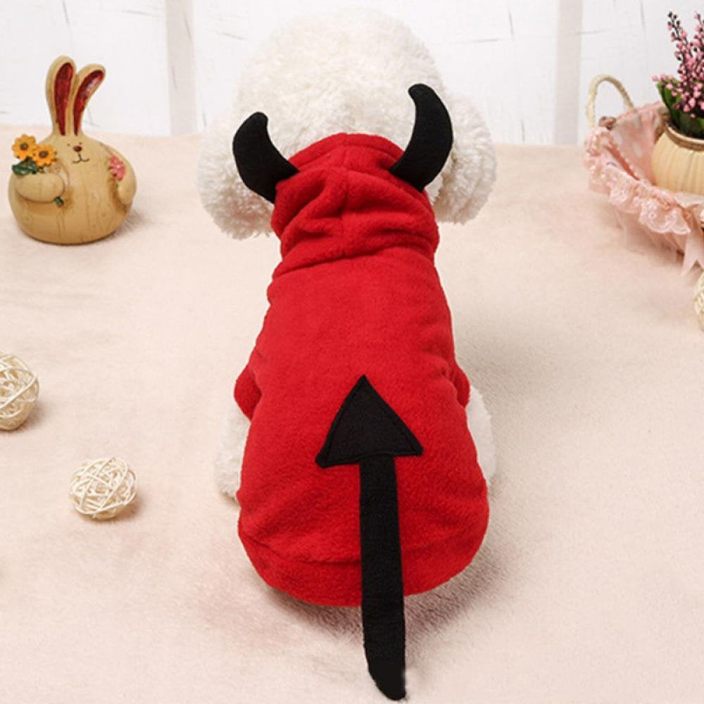 Dog Costume Devil Bull'S Horns Design Pet Halloween Hoodies Theme Party Hooded Winter Warm Coat for Small Medium Dogs Cats Pet Apparel Animals & Pet Supplies > Pet Supplies > Cat Supplies > Cat Apparel Canopy M  