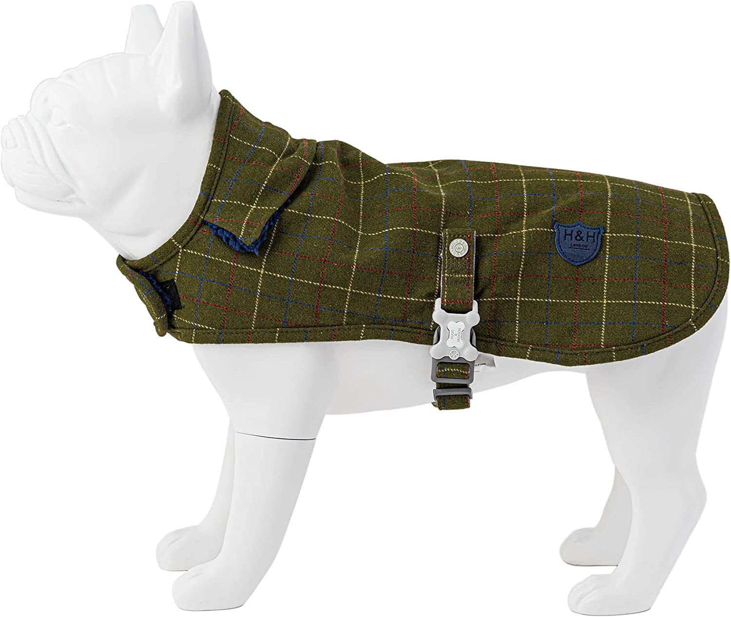 HUGO & HUDSON Dog Fleece Jacket - Clothing & Accessories for Dogs Winter Coats & Jackets with Adjustable Strap - Caramel Checked Herringbone Tweed - S Animals & Pet Supplies > Pet Supplies > Dog Supplies > Dog Apparel Hugo & Hudson Dark Green Checked X-Large 