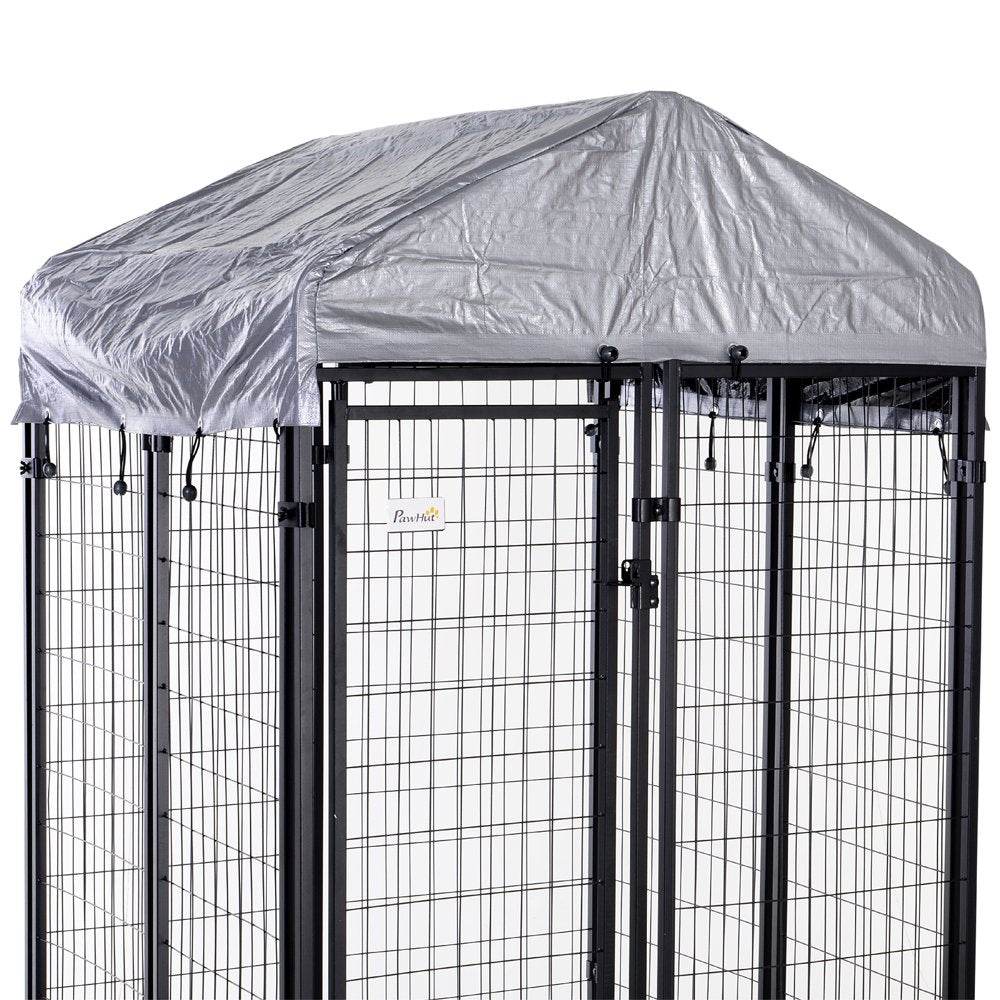 Pawhut Galvanized Steel Fence Dog Kennel, Large, Outdoor Animals & Pet Supplies > Pet Supplies > Dog Supplies > Dog Kennels & Runs Aosom LLC   