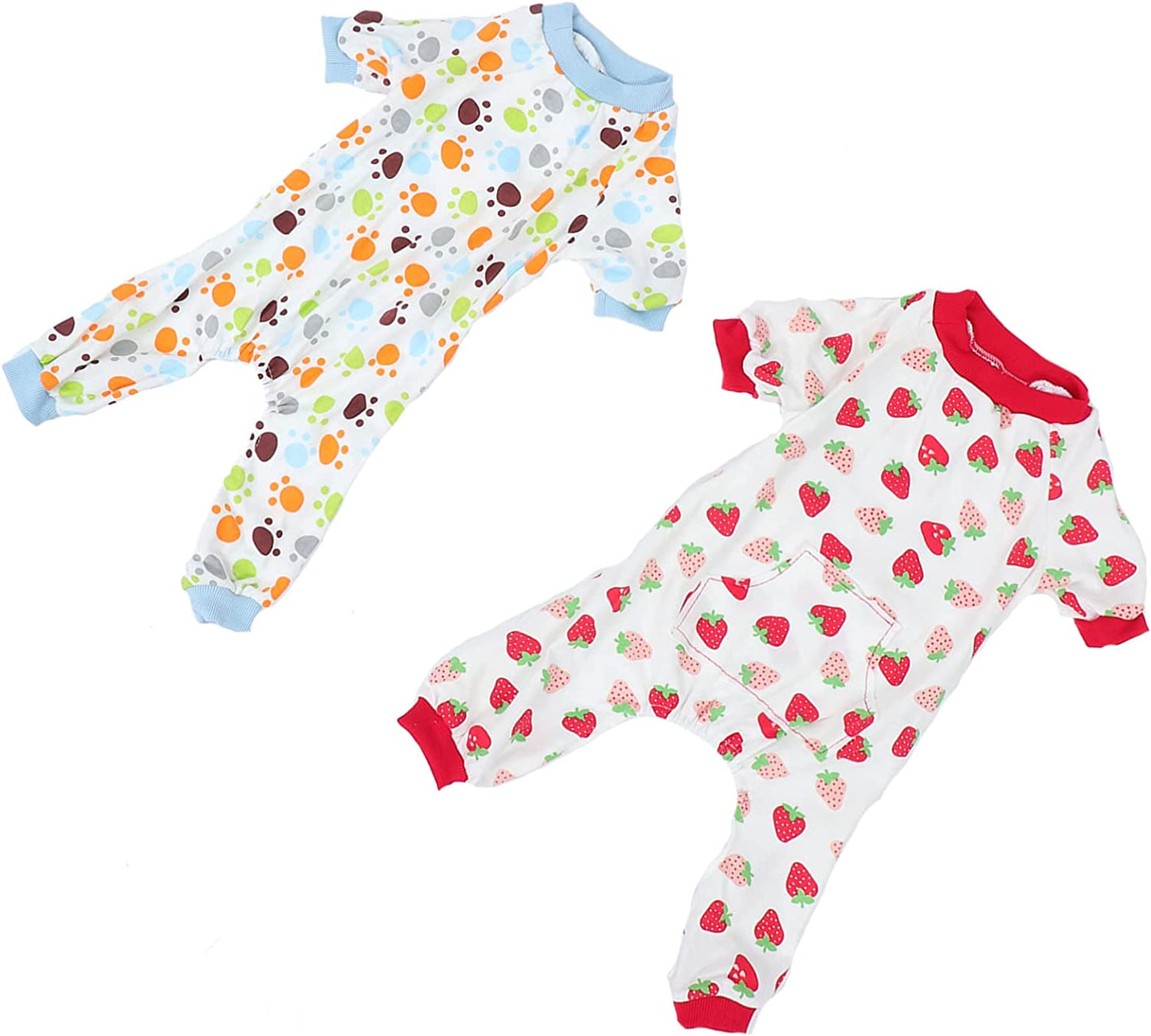 LIFKICH 2Pcs Lovely Pet Night Nightdress Dogs XL Clothes Pajamas Jammies Bodysuits Rompers Shirts Sleepwear Puppy Coat Wear Comfortable Nightclothes Jumsuit Costume Paw Printed Household Animals & Pet Supplies > Pet Supplies > Dog Supplies > Dog Apparel LIFKICH As Shown Medium 