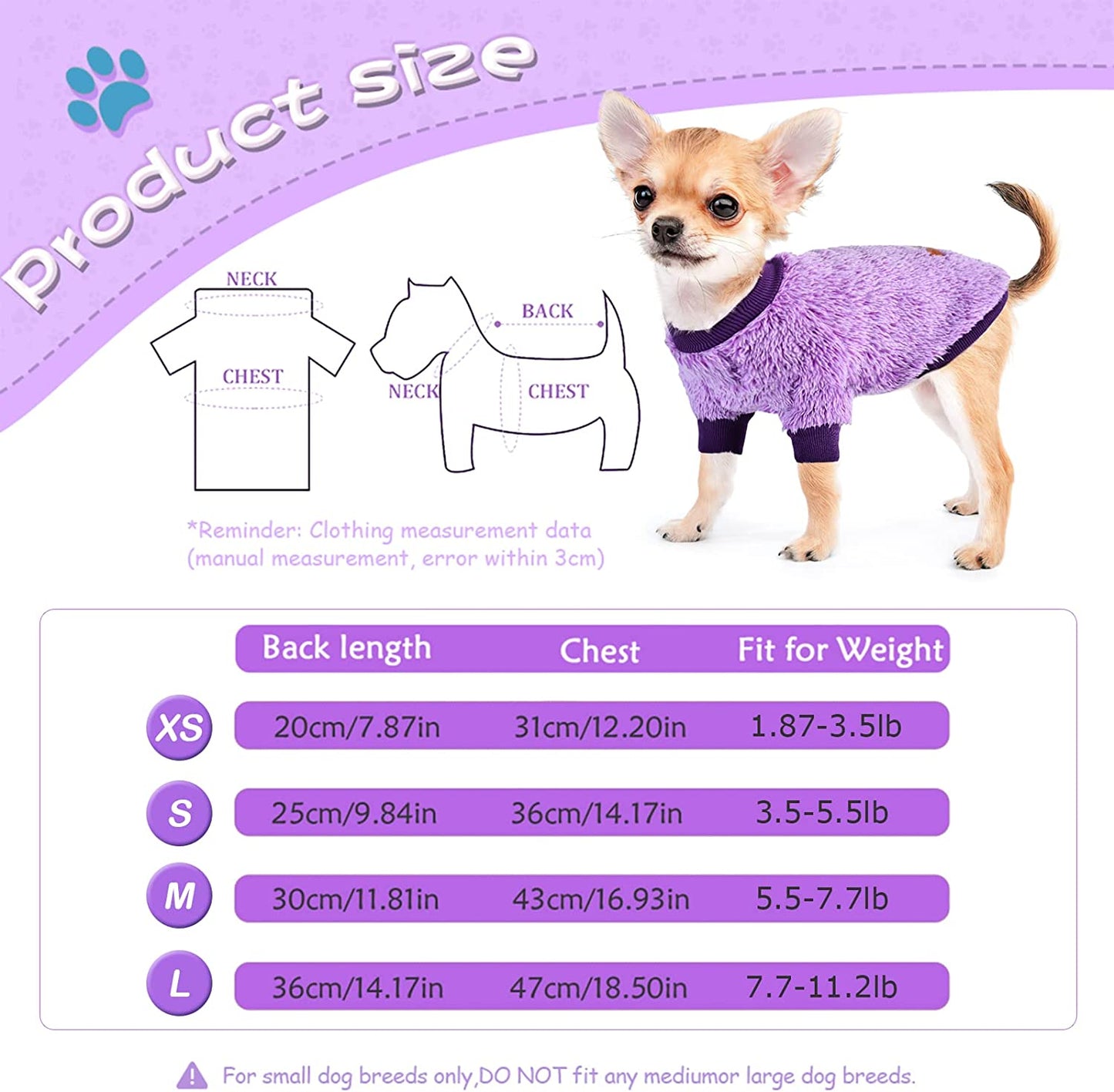 Chihuahua 2024 clothes size