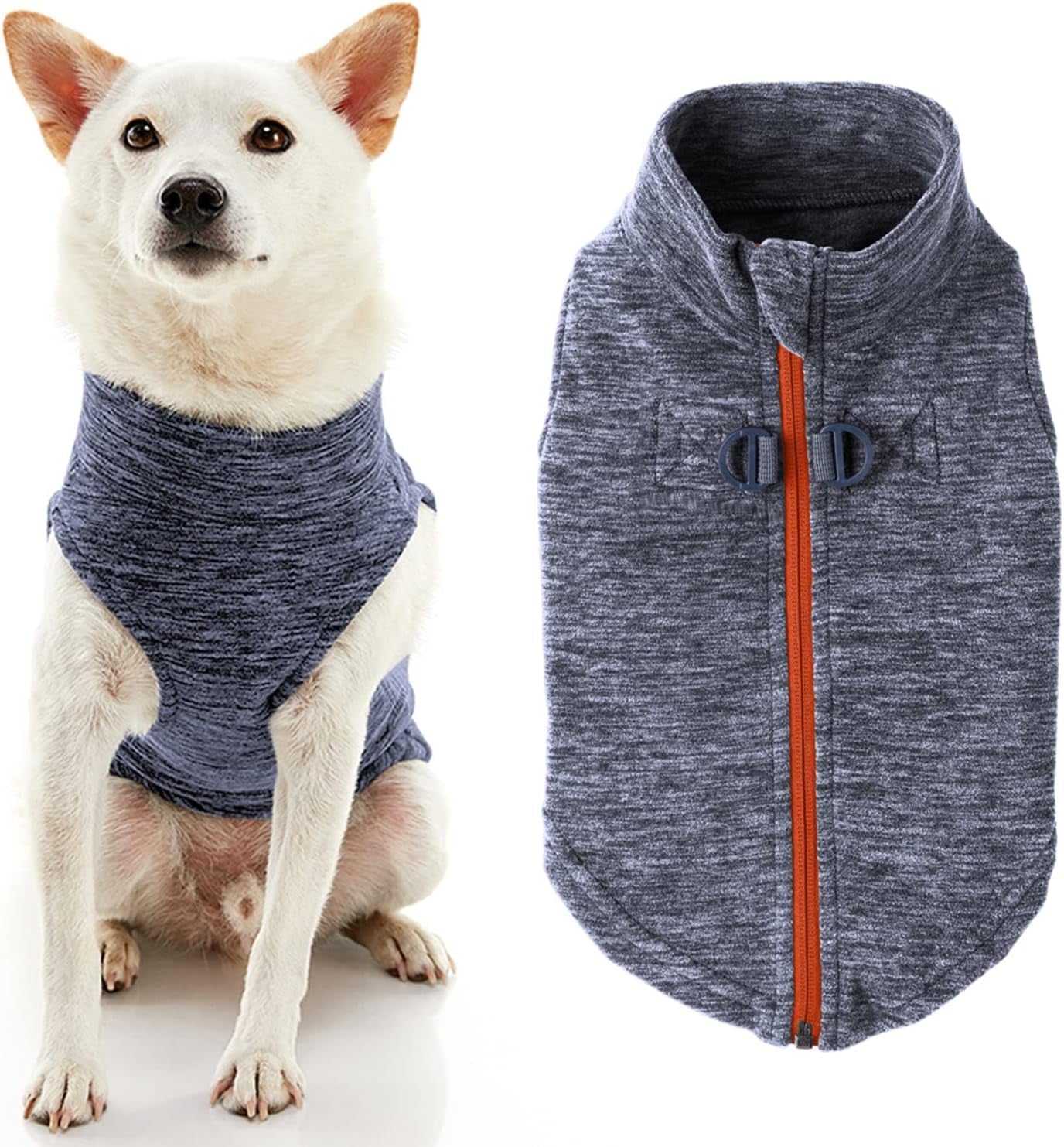 Gooby Zip up Fleece Dog Sweater - Blue, Medium - Warm Pullover Fleece Step-In Dog Jacket with Dual D Ring Leash - Winter Small Dog Sweater - Dog Clothes for Small Dogs Boy and Medium Dogs Animals & Pet Supplies > Pet Supplies > Dog Supplies > Dog Apparel Inafiction USA Gray Wash Large chest (~20") 