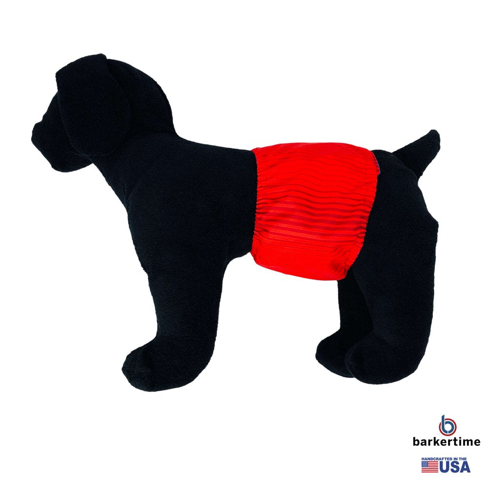 Barkertime Red Stripes Premium Waterproof Washable Dog Belly Band Male Wrap - Made in USA Animals & Pet Supplies > Pet Supplies > Dog Supplies > Dog Diaper Pads & Liners Barkertime   