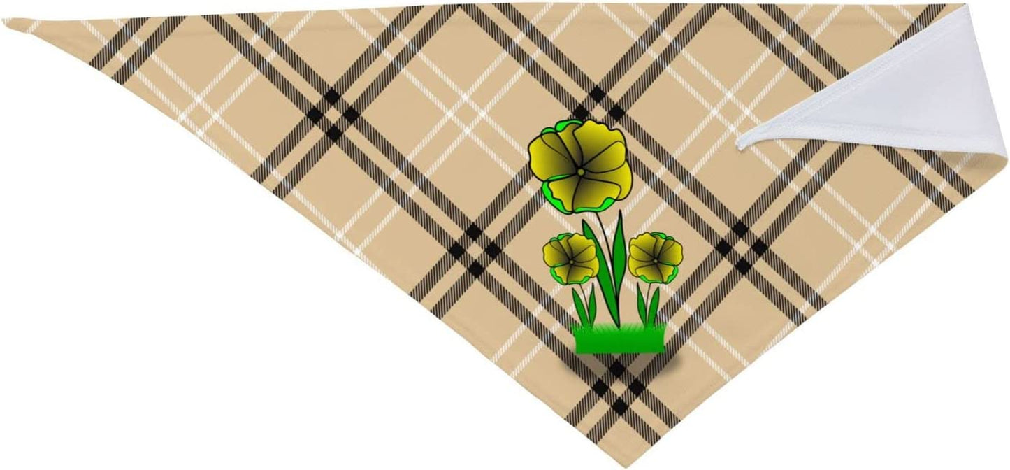 Yellow Flower Green Leaves with Pet Dog and Cat Decorative Triangle Scarf,Dog Bandana,Breathable and Stain Resistant. Animals & Pet Supplies > Pet Supplies > Dog Supplies > Dog Apparel ZALTAS   