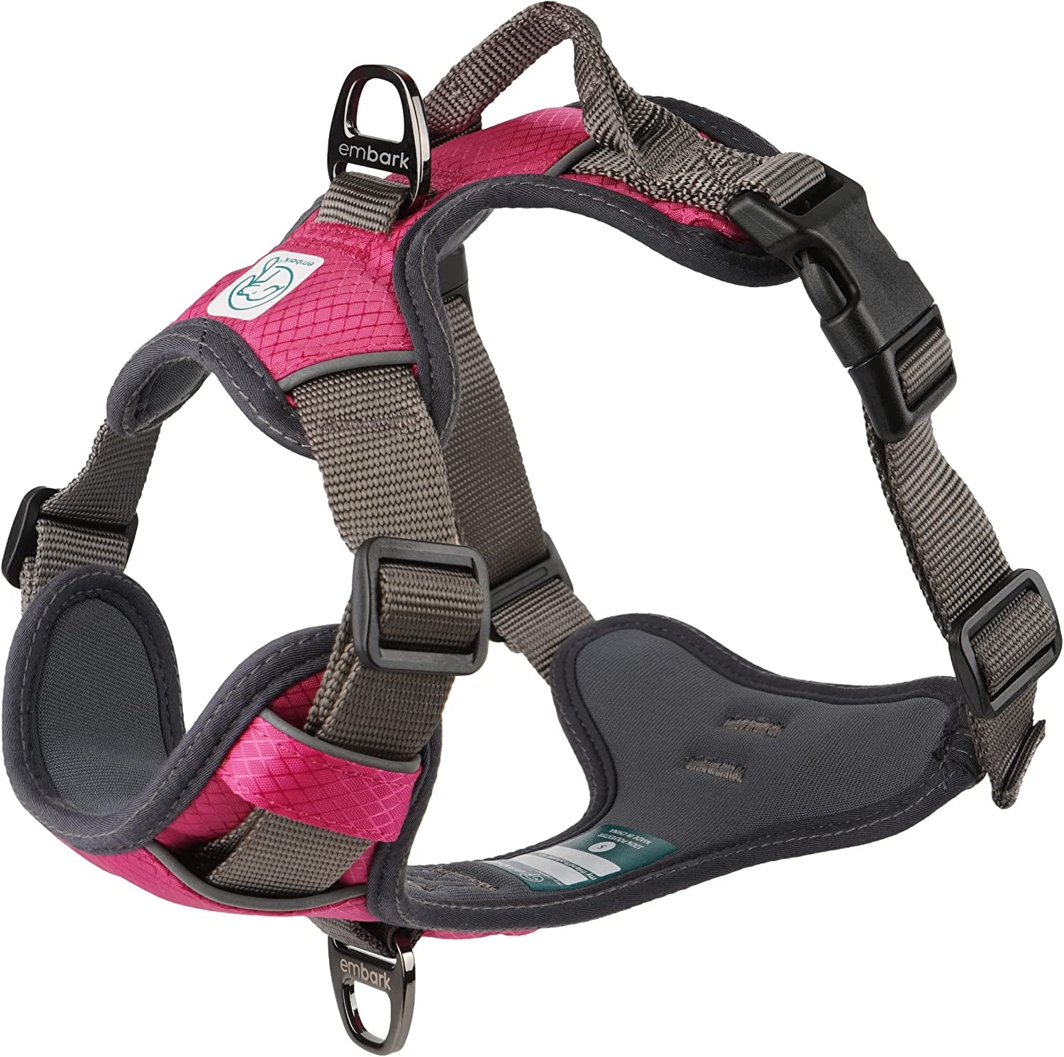 Embark Adventure Dog Harness, No Pull Dog Harness with 2 Leash Clips, Dog Harness for Medium Dogs No Pull. Front & Back with Control Handle, Adjustable Blue Dog Vest, Soft & Padded for Comfort Animals & Pet Supplies > Pet Supplies > Dog Supplies > Dog Apparel Embark Pets Pink XL 