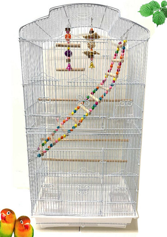 Large 36" Portable Hanging Travel Open Top Bird Flight Cage with Play Toys and 10-Step Cross Ladder for Parakeets Finches Canaries Lovebirds Small Quaker Parrots Cockatiels Budgie Green Cheek Conure Animals & Pet Supplies > Pet Supplies > Bird Supplies > Bird Toys Mcage   