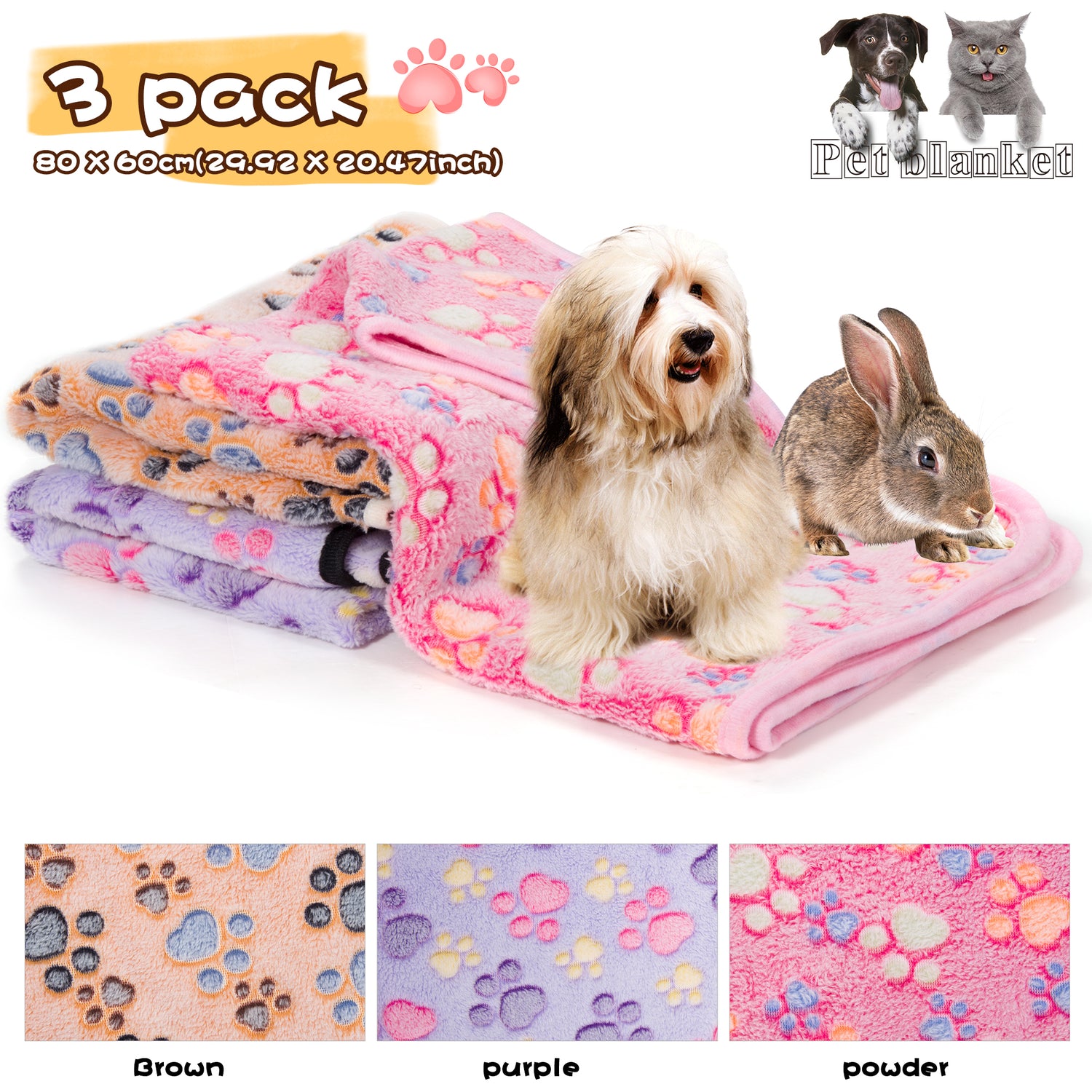 Luxmo 3 Pack Cat Dog Puppy Blanket Soft Pet Bed Cushion Warm Sleep Mat for Kitten Puppy Rabbit Animals & Pet Supplies > Pet Supplies > Cat Supplies > Cat Beds Dream Wireless Inc   