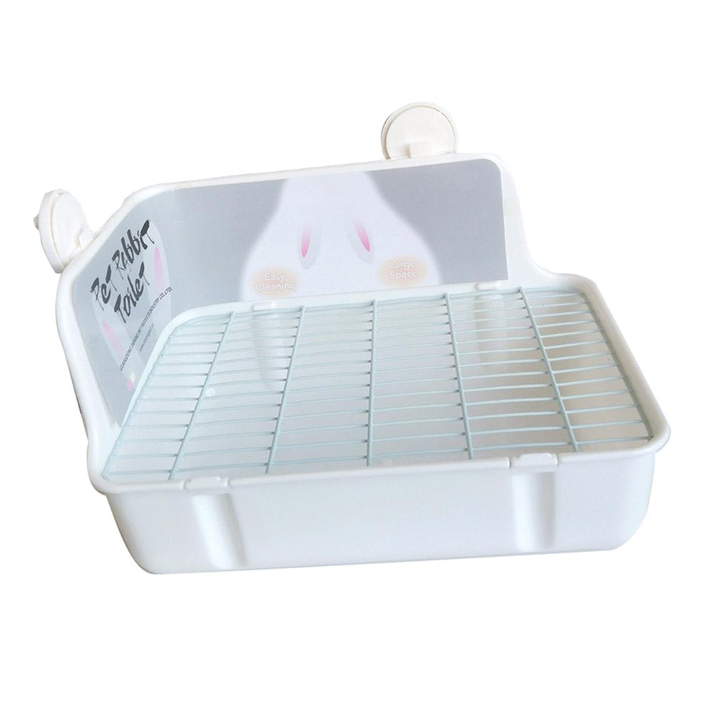 Rabbit Litter Box, Potty Trainer Tray Easy to Clean Indoor Bedding Cage Stable Durable Pet Toilet for Cat Small Animal Bunny Puppy Rat , White Animals & Pet Supplies > Pet Supplies > Small Animal Supplies > Small Animal Bedding DYNWAVE White Gray  