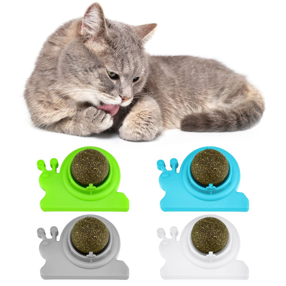 Taihexin 4 Pcs Catnip Wall Ball, Rotating Catnip Wall Roller for Cat, Edible Cat Licking Toy, Teeth Cleaning Cat Bite Toy, Safe Healthy Kitty Roller Catnip Balls Animals & Pet Supplies > Pet Supplies > Cat Supplies > Cat Toys TAIHEXIN   