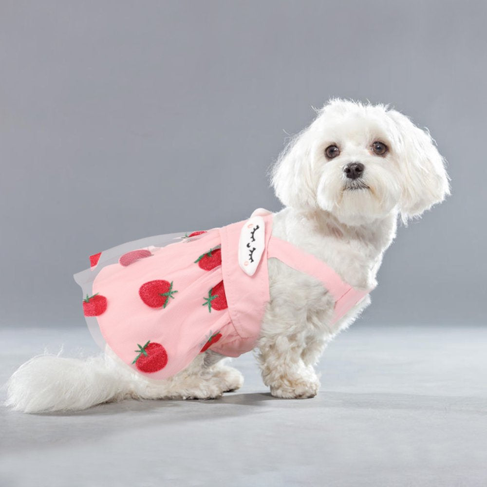 IDOMIK Dog Dress Puppy Lace Wedding Dress Cat Princess Flower Skirt Pet Shirt Strawberry Dress Kittens Vest Outfits Clothes Apparel for Small Medium Dogs Cats Weddings Holidays Travelling Animals & Pet Supplies > Pet Supplies > Cat Supplies > Cat Apparel IDOMIK   