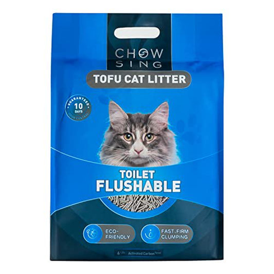 Nourse CHOWSING Tofu Litter 6LB Tofu Cat Litter Dust-Free Clumping Cat Litter Quickly Absorb Cat Odors Cat Toilet Can Flush into the Toilet Pure Natural Cat Tofu Litter (Activated Carbon )