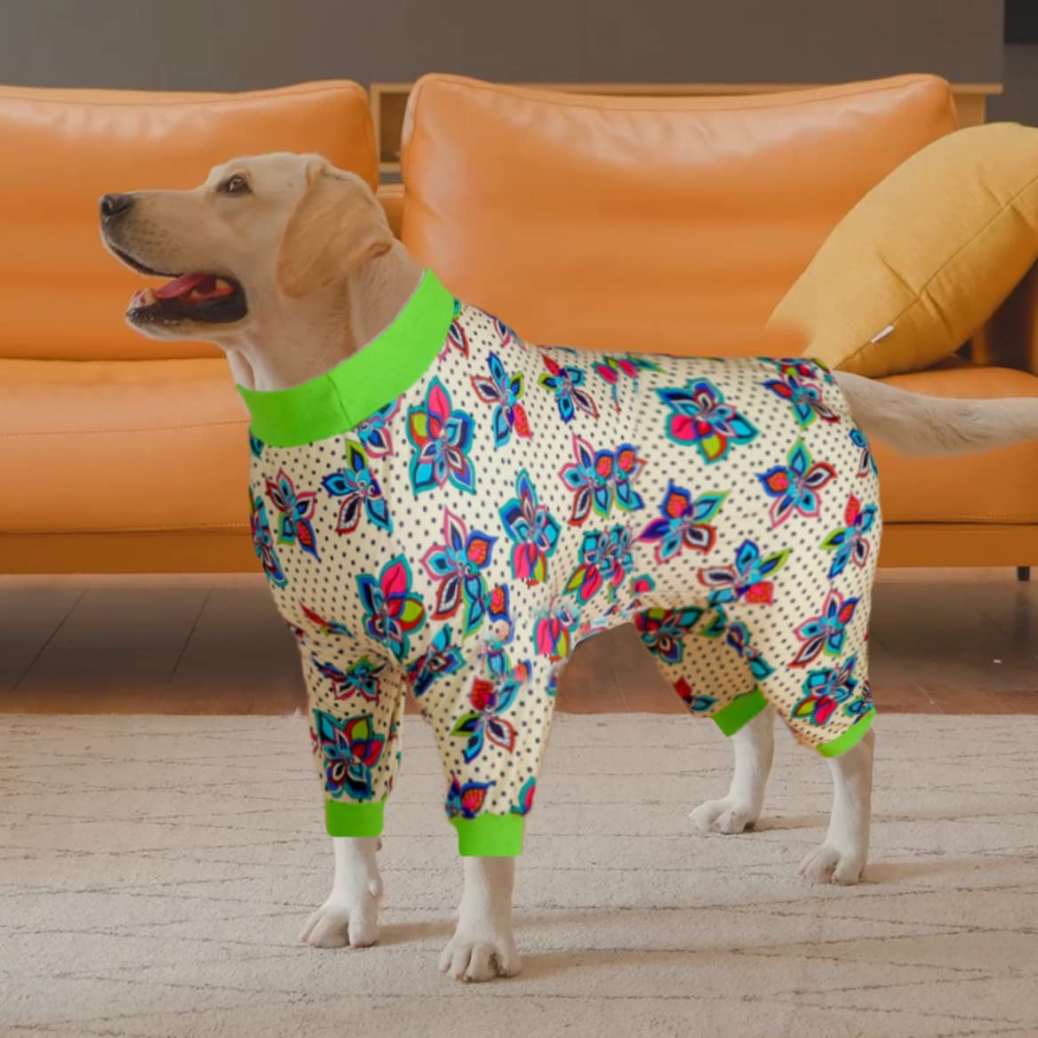 Lovinpet Onesies for Medium Dog, Dog Pajamas after Surgery, Full Coverage Dog Jumpsuit as Base Clothes under Dog Sweaters, Anti- Shedding Elastic Fabric, Colorful Flowers Prints Jammies for Large Dogs Animals & Pet Supplies > Pet Supplies > Dog Supplies > Dog Apparel LovinPet   