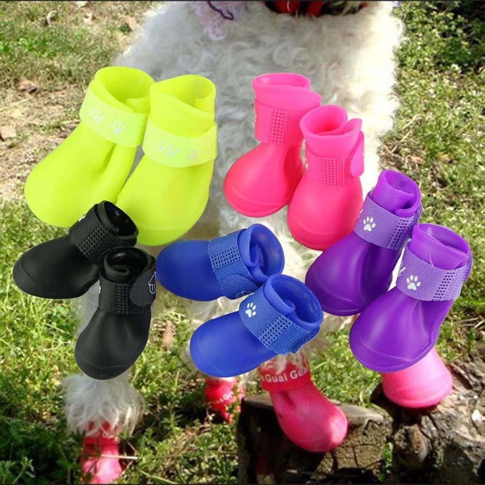 Cdycam Puppy Dogs Candy Colors Anti-Slip Waterproof Rubber Rain Shoes Boots Paws Cover (Black, Large) Animals & Pet Supplies > Pet Supplies > Dog Supplies > Dog Apparel Pesp Black Size 1: ( L: 1.68" x W: 1.31" ) 