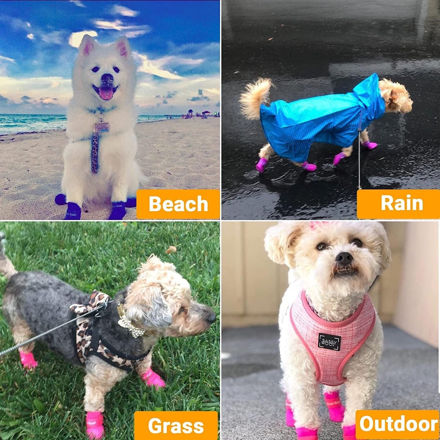 Cdycam Puppy Dogs Candy Colors Anti-Slip Waterproof Rubber Rain Shoes Boots Paws Cover (Black, Large) Animals & Pet Supplies > Pet Supplies > Dog Supplies > Dog Apparel Pesp   
