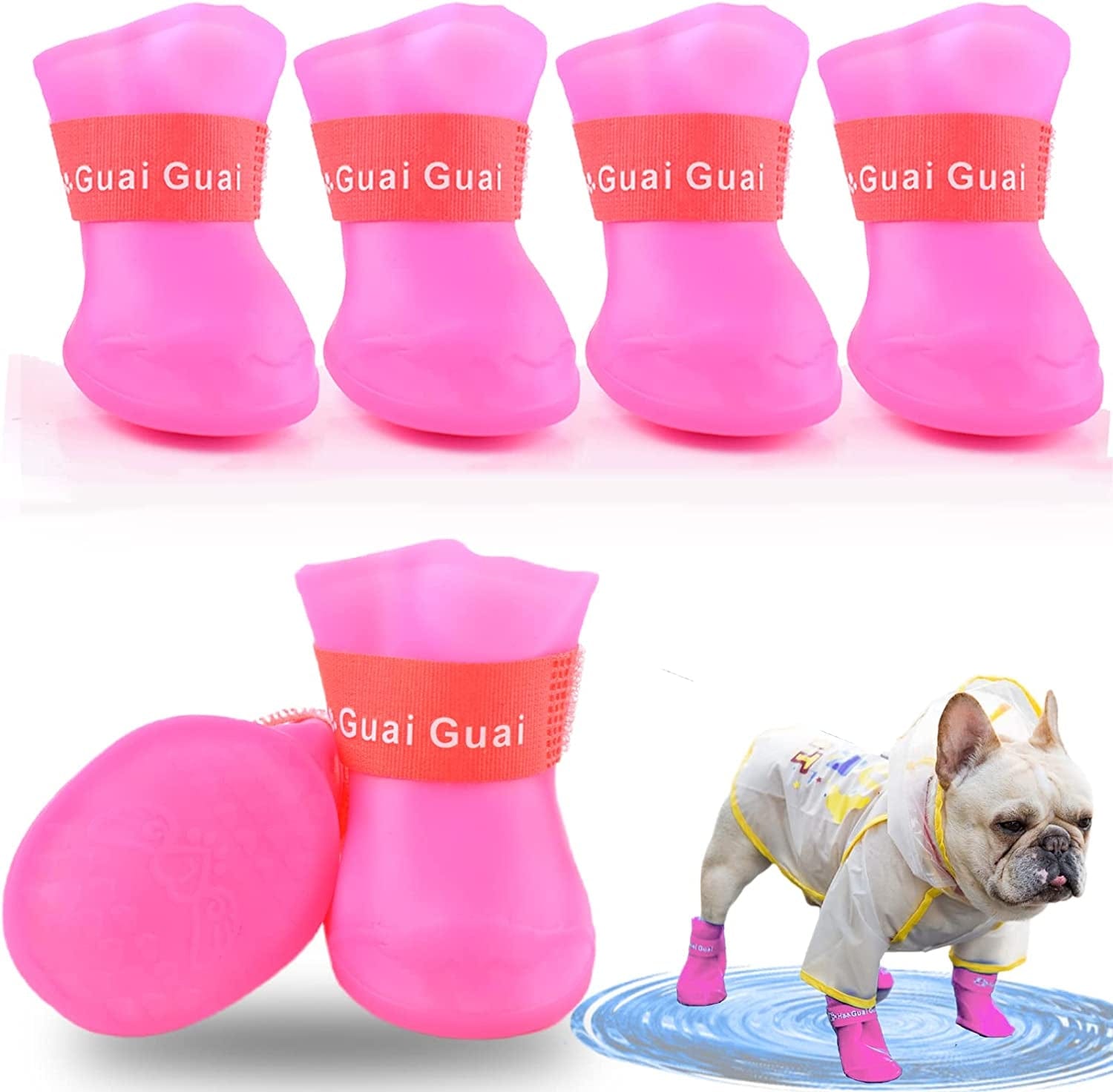 Cdycam Puppy Dogs Candy Colors Anti-Slip Waterproof Rubber Rain Shoes Boots Paws Cover (Black, Large) Animals & Pet Supplies > Pet Supplies > Dog Supplies > Dog Apparel Pesp Rose red Size 3: ( L: 2.31" x W: 1.81" ) 