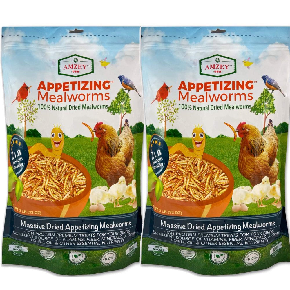 Amzey Freeze-Dried Appetizing Mealworms, 100% Natural Non GMO, Bird Food, Chickens Treats, Parakeet Food, Wild Birds Food, 22 Lbs（11 Lb/2Bags） Animals & Pet Supplies > Pet Supplies > Bird Supplies > Bird Food Amzey 4 lbs  