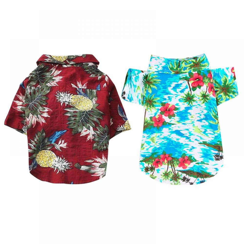 Hawaiian Dog Shirt Summer Breathable Pet Clothes Dog Sweatshirts Cool Coconut Tree Pineapple Beach Dog Shirts for Small Medium Large Dog Cat Boy Girl Cute Dog Polo Apparel Animals & Pet Supplies > Pet Supplies > Dog Supplies > Dog Apparel Stibadium   